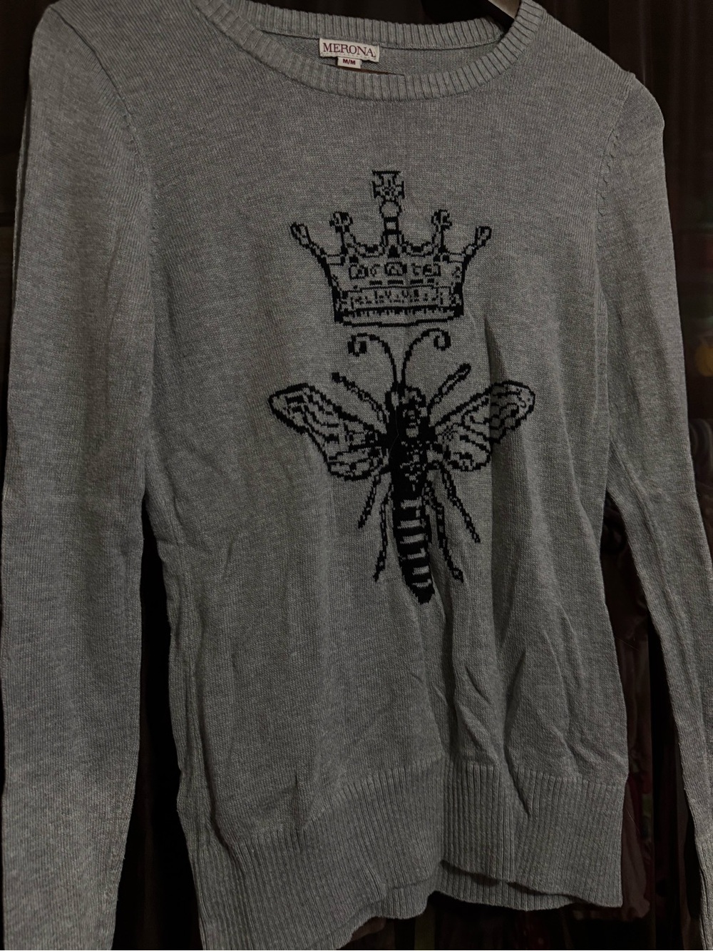 Merona Gray Bee & Crown Sweater Size Medium